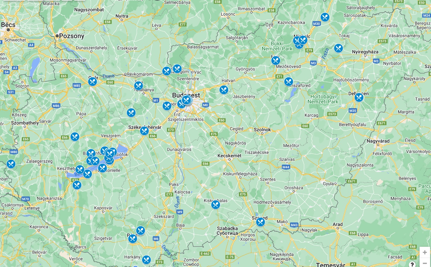magyar Michelin csillagos étterem térkép
